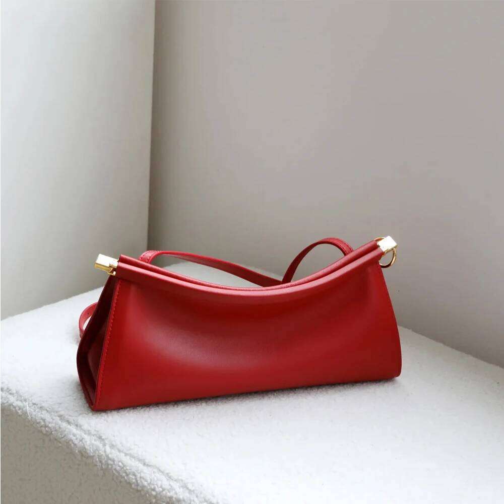 Design Bag Cowhide Clip Genuine Leather Women Armpit Shoulder Bag Stylish Party Formal Ocns Handbag