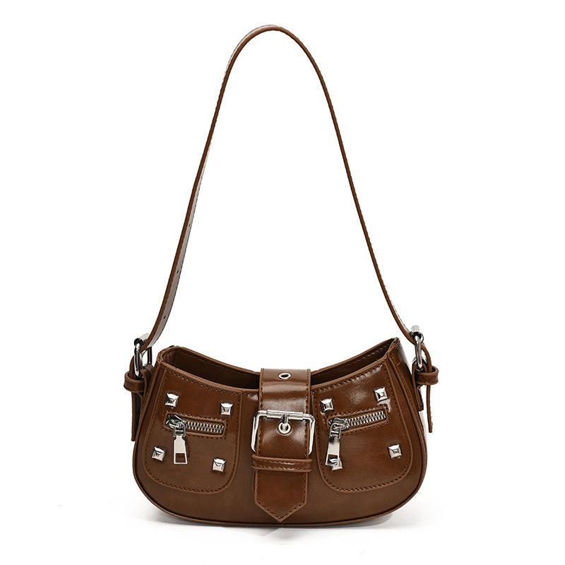 Free shipping designer bag High-end Underarm Bag New Niche Hot Girl Trendy Cool Single Shoulder Bag Rivet Motorcycle Crossbody Bag