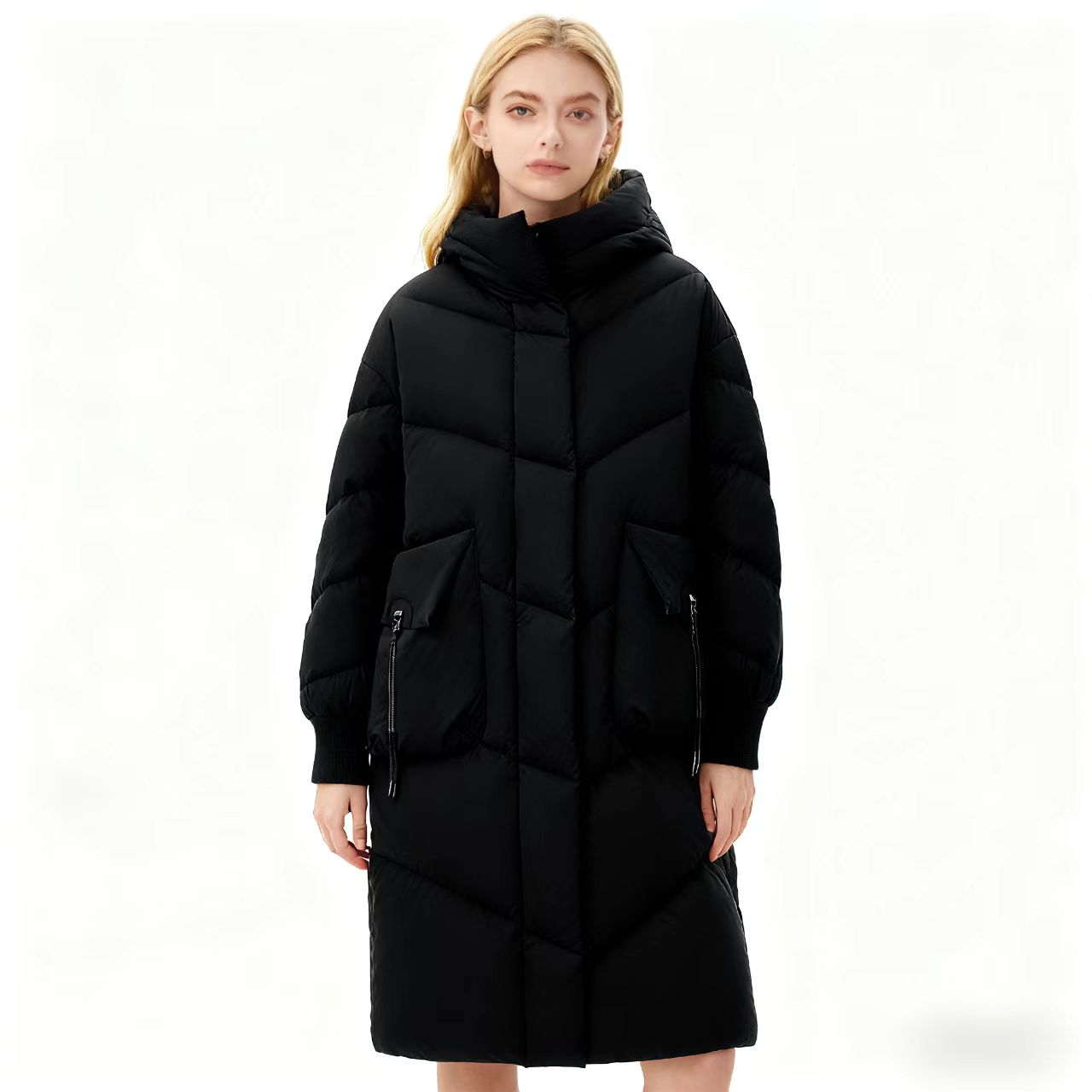 Women's Down & Parkas Elegant Mid-Length Down Coat with Hood for Ladies Durable Insulation & Comfort