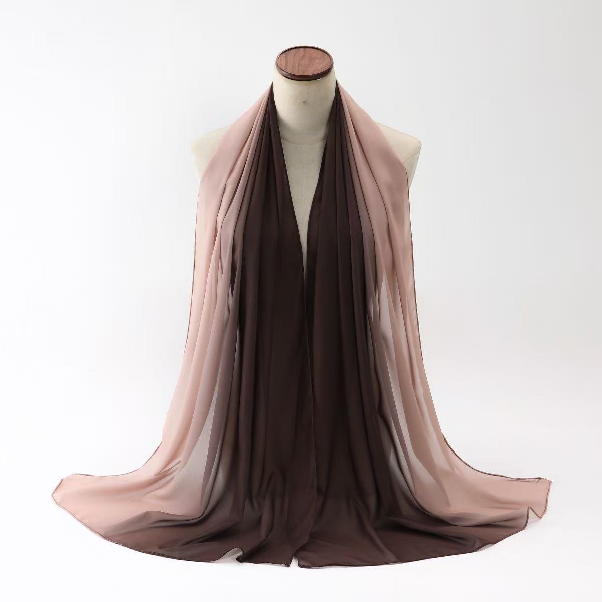 T2175 summer new solid color gradient cotton headscarf monochrome wide chiffon scarf