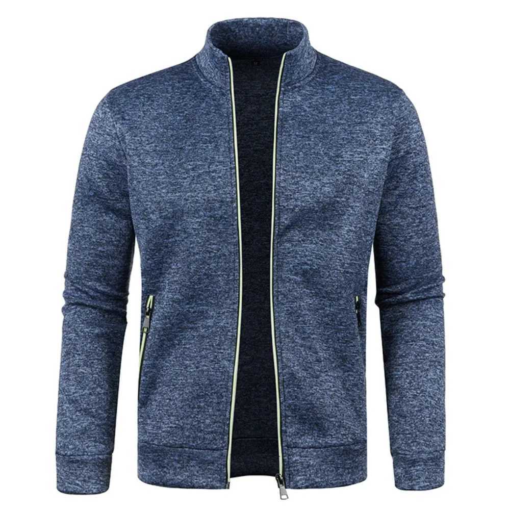 Autumn Winter New Mens Long Sleeves Zipper Knit Thin Fashion Hoodies Sweatshirt Solid Color Thicker Top Slim Fit Male Clothing W251027