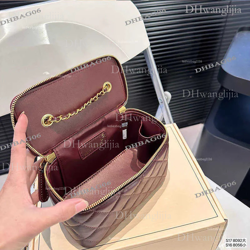 DHGM Two Sizes Woman Desiner Makeup Ba Golden Ball Seven Colors Lambskin Leather Vanity Box Adjustable Matelasse Chain Crossbody Bas Cosmetic Case Sho