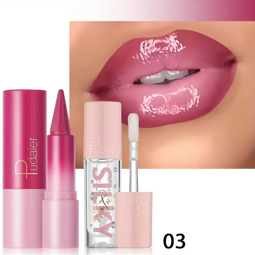 Silky lipstick and nourishing lip oil set matte pointed lipstick dualpurpose Christmas gift choice W251027