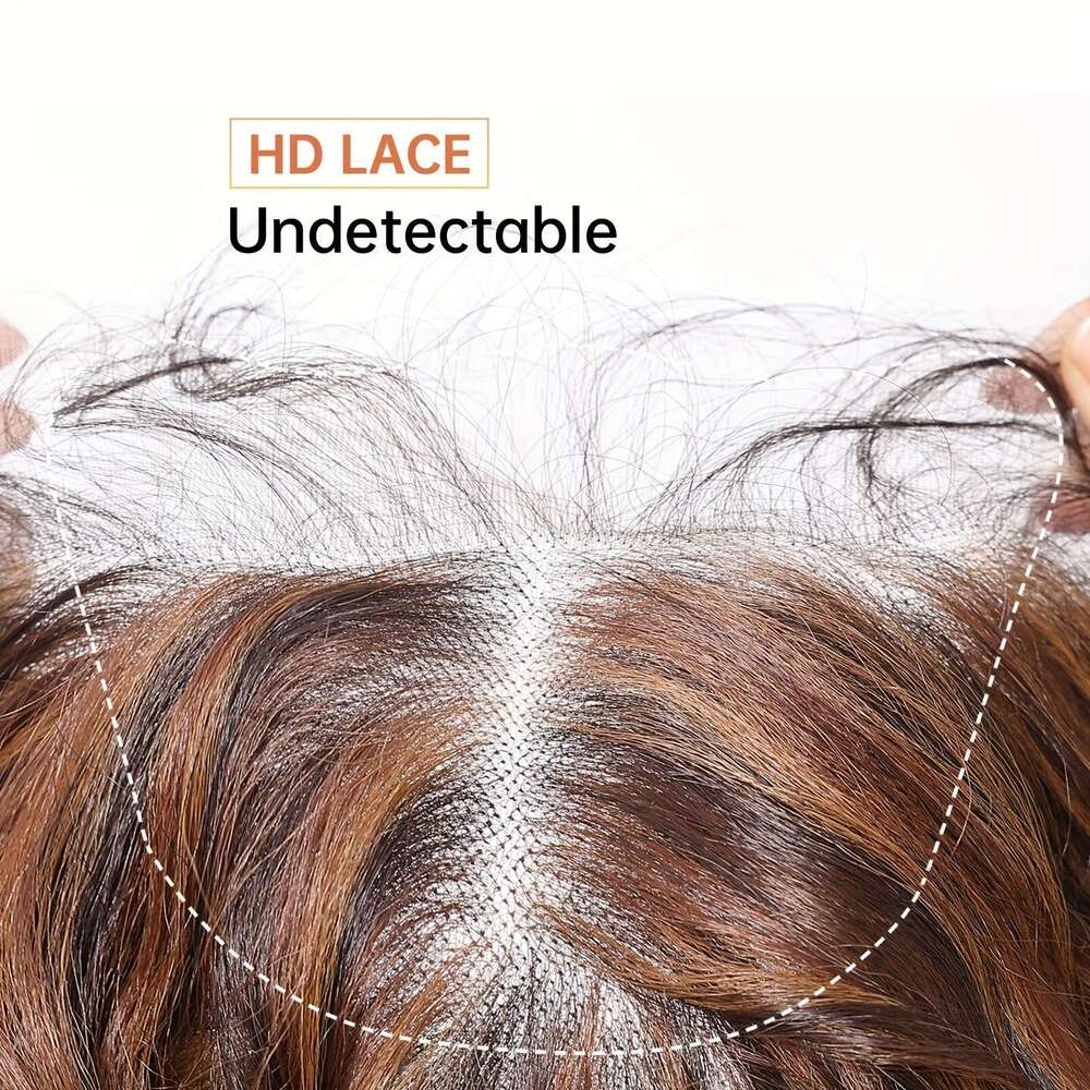 13X6 HD Transparent Front 26Inch Highlight Brown Curly Wave Synthetic Glueless Lace Wig High Temperature Chemical Fiber Daily Wear&Christmas&Music