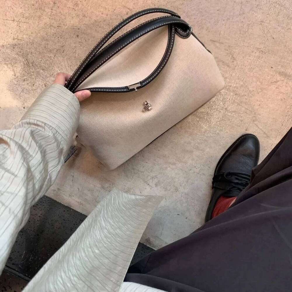 TOTEMET Initial Large Capacity Women's Vintage Style Linen Shoulder Bag