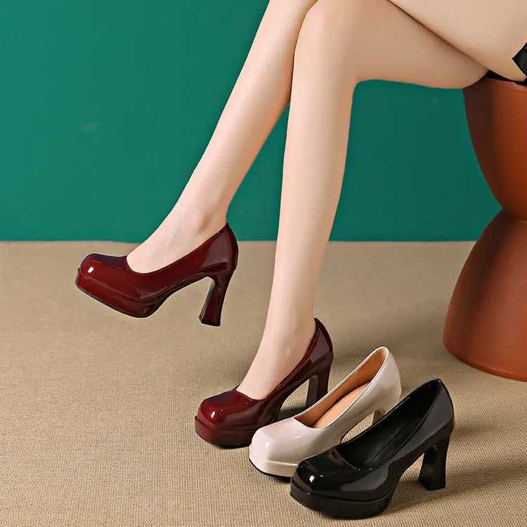 Women Pumps Fi Classic Patent Leather High Heels Shoes Round Toe Paltform Wedding Dress Shoes Plus Size 3544 Heels WomenXJ251027