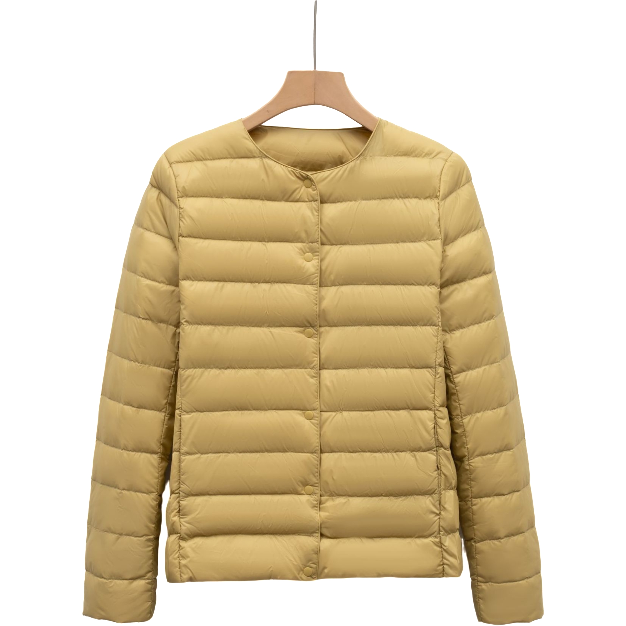 Women's Down & Parkas Minimalist Womens Solid Color Long Sleeve Down Jacket with Rounded Collar Perfect for Fall Winter