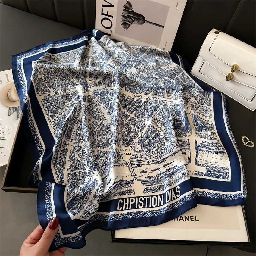 Luxury Brand Shawl Square Scarf for Wen Satin Hijab Fashion Wraps Neckerchi Fa Hair Bands Ribbon band BandanaW251027