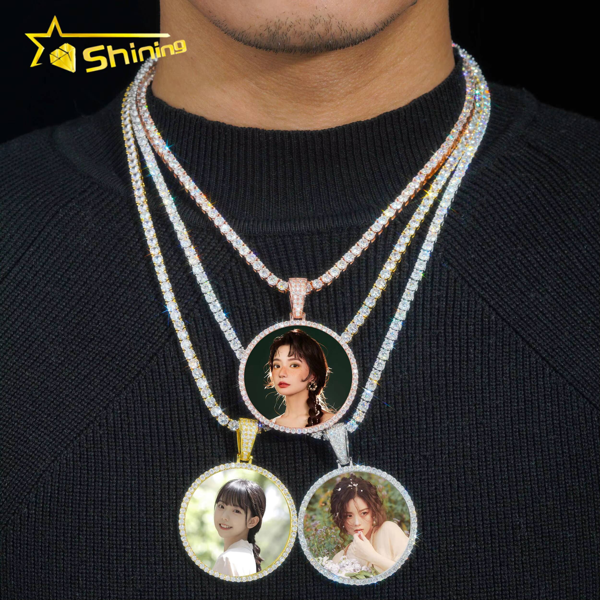 Customized Hip Hop Jewelry 925 Sterling Silver Vvs Moissanite Memory Pendants Men Women Popular Charm Pendant