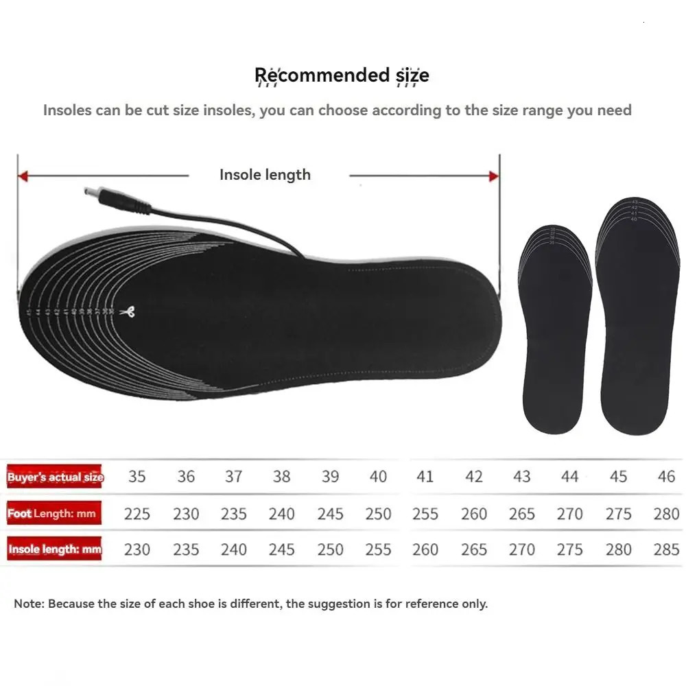 Cuttable USB Heated Shoe Insoles Rapid Heating 3 Gear Control Warm Thermal Insoles Washable NonSlip Electric Foot Warming Pad251020