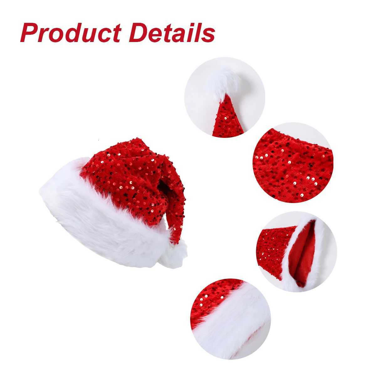Christmas Sequin Santa Hat Merry Christmas Decoration for Home 2025 Cristmas Xmas Hat Ornament Navidad Natal Happy New Year GiftW251027