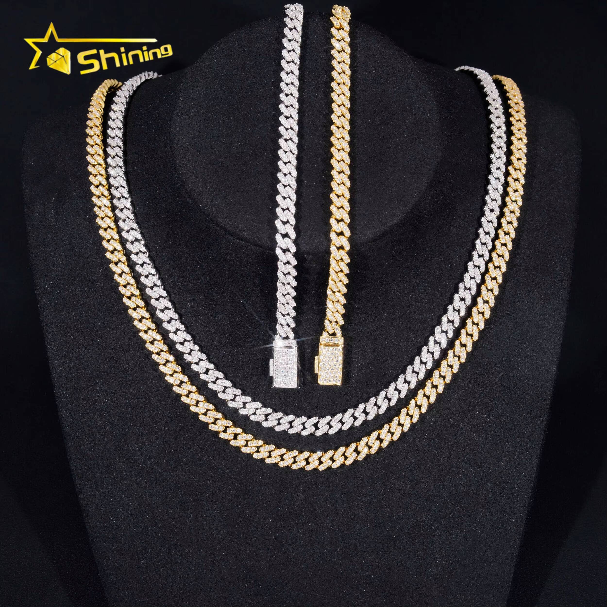 Pass Diamond Tester VVS Moissanite Diamond S925 Silver 6MM Cuban Bracelet Necklace Hip Hop Iced Out Jewelry Cuban Link Chain