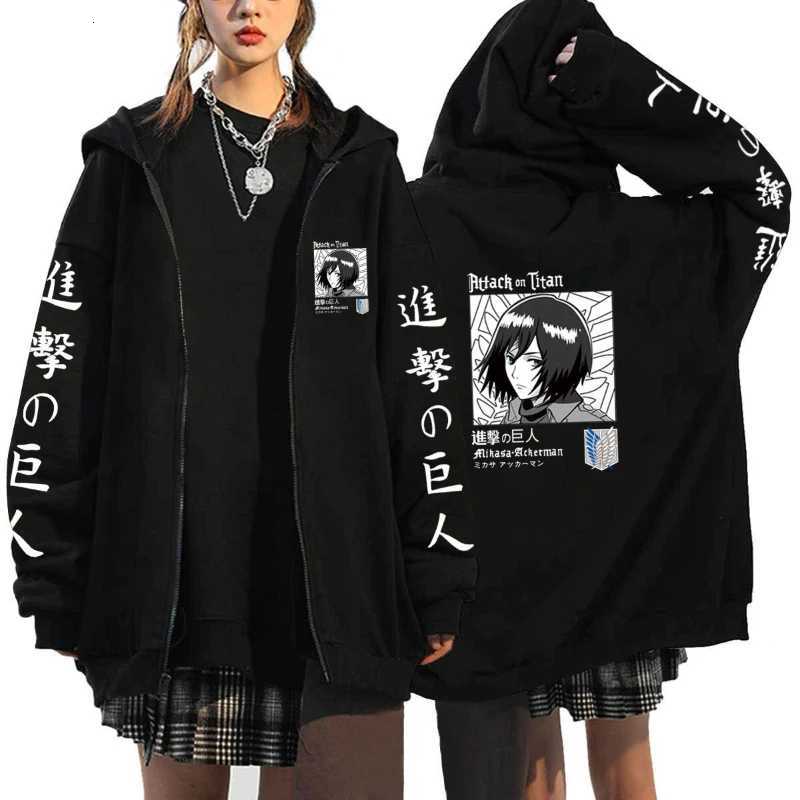 Attack on Titan Trend Graphic Print Zipper Hoodie Fashionable Casual Mens Womens Clothing Fleece Versatile Sweatshirts W251027