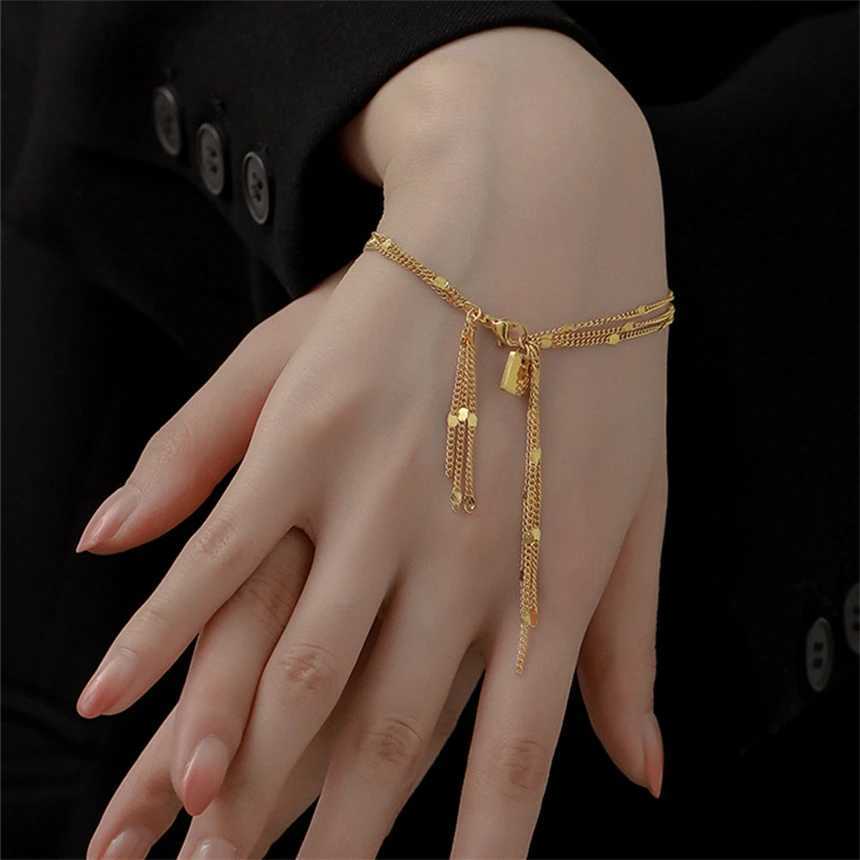 316L Stainss Steel Simp Mtilayer Tassel Chain Bracet For Wen Fashion Fine Jewelry Gift SAB1071W251027
