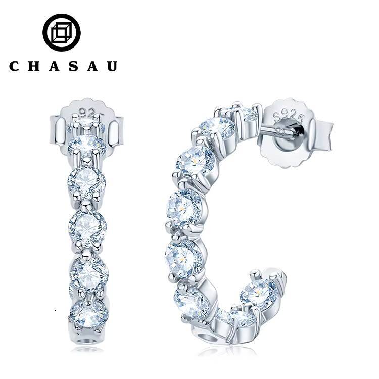 Moissanite Stud Earrings 925 Sterling Silver 3mm 01 CT Moissanite Fashion CShaped Stud Earrings for Women