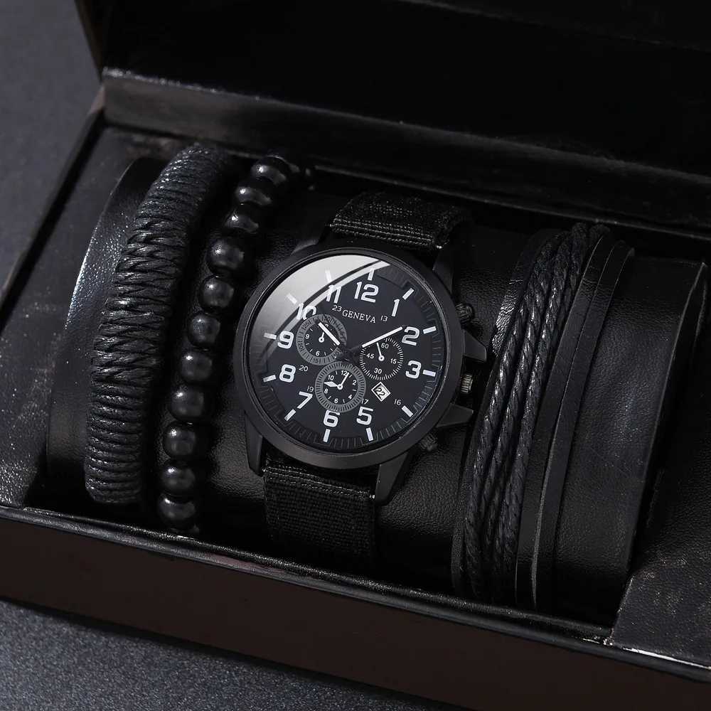 41Pcs Set Luxury Watches Men Sports Watch Leather Band Watches Bracelet Set Mens Business Quartz Wrist Watch Clock no BoxT251027