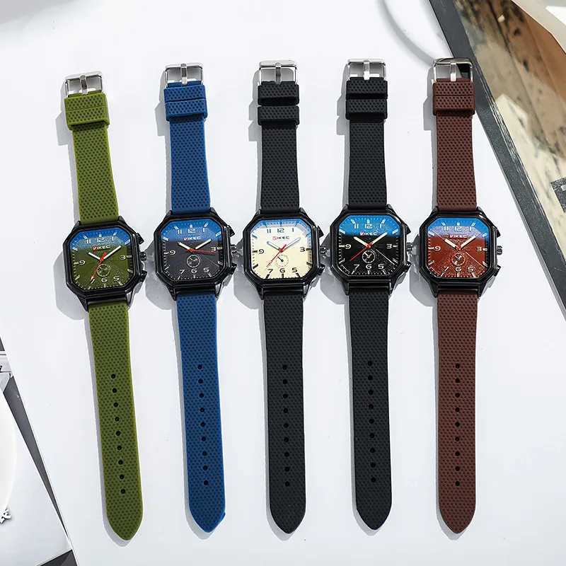 Brand Big Dial Men Watch Dropshipping Square Sports Watch Luxury Silicone Strap Gift Clock Student Wristwatch WholesaleT251027
