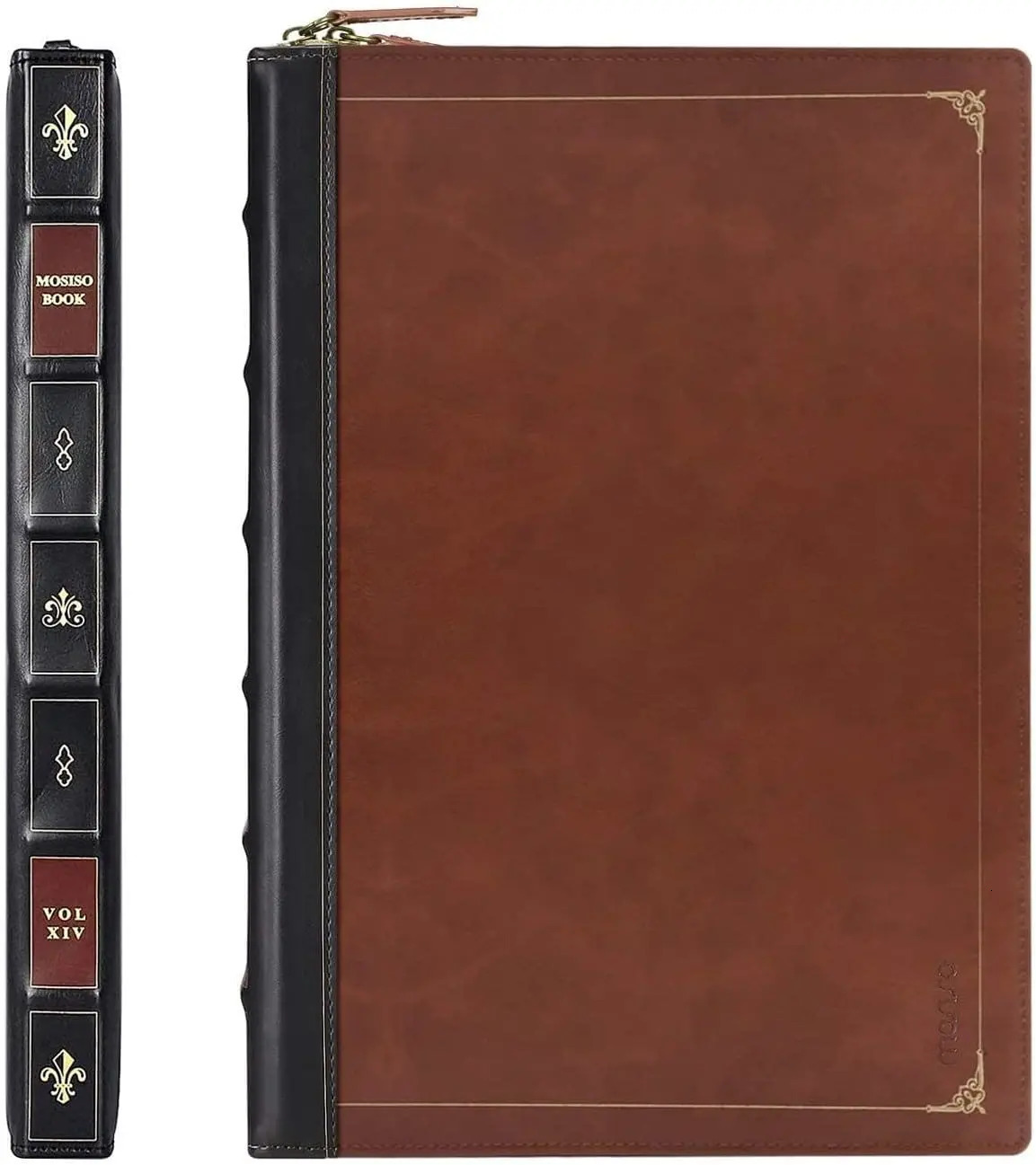 MOSISO Laptop Sleeve Case for Air 13 inch A3240 A3113 A2681 Air 15 Pro 14 Pro16 PU Leather Vintage Portfolio Cover Brown 251027