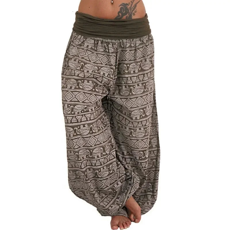 Womens Personality GeometricCasual Loose Printed Pants Comfortable Casual Womens Wide Leg Haren Pants 251027