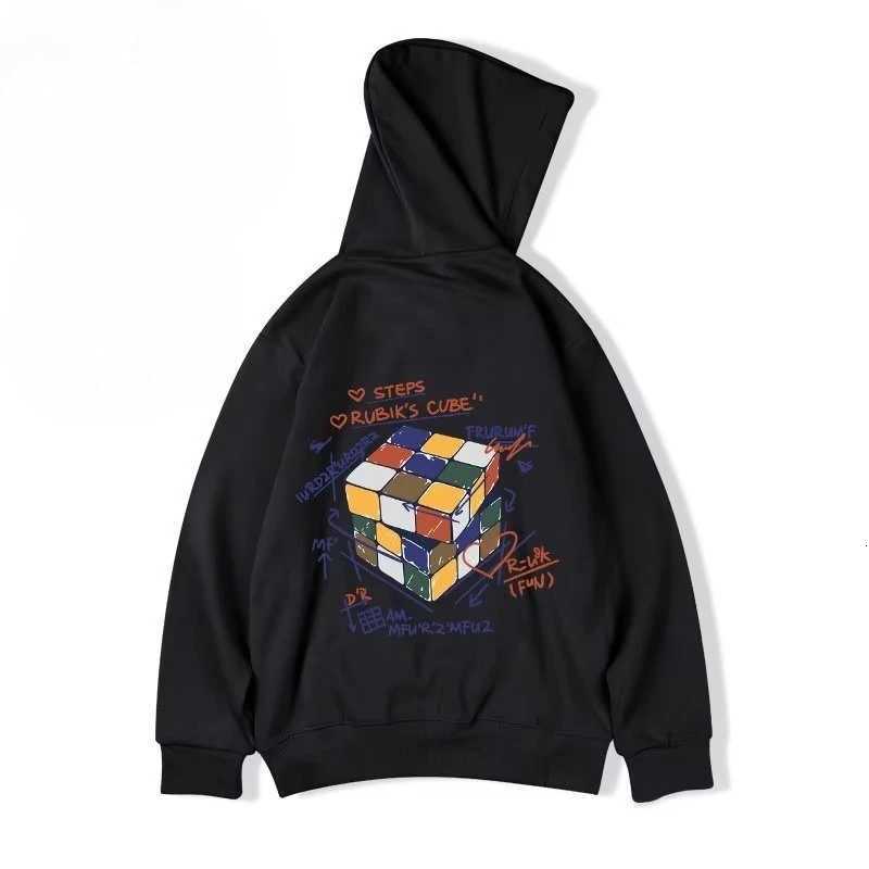 M8XL HoodiesMen Oversized Pullover Hoodie Fashion Loose Multicolor Rubiks Cube Panda Print Long Sleeve Couple Clothes W251027