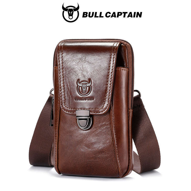 Captain Bull BULLCAPTAIN Men S Genuine Leather Single Shoulder Crossbody Inch Inch Belt Phone Waist Bag High Quality