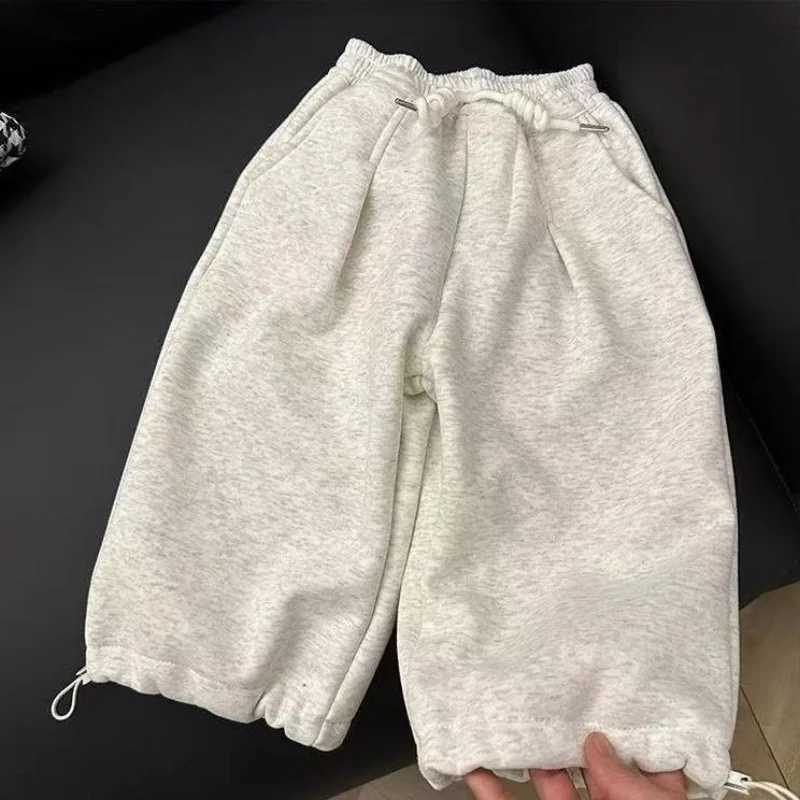 2025 Children Fleece Sweatpants Korean Style Girls Casual Wideleg Pants Autumn and Winter Boys Loose Sports Pants Kids ClothesT251027