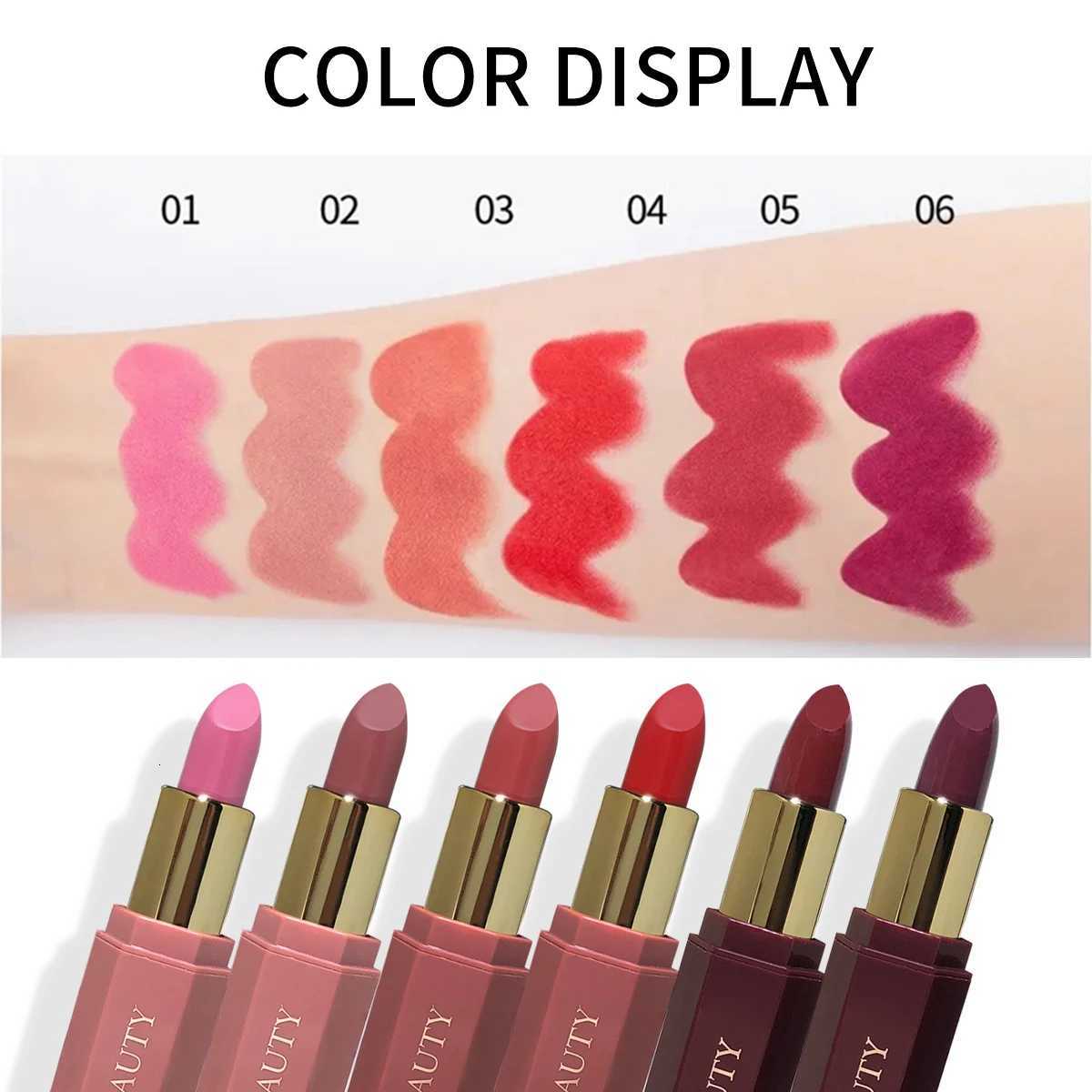 Matte waterproof velvet nude lipstick Sexy redbrown longlasting makeup Professional style easy to carry W251027