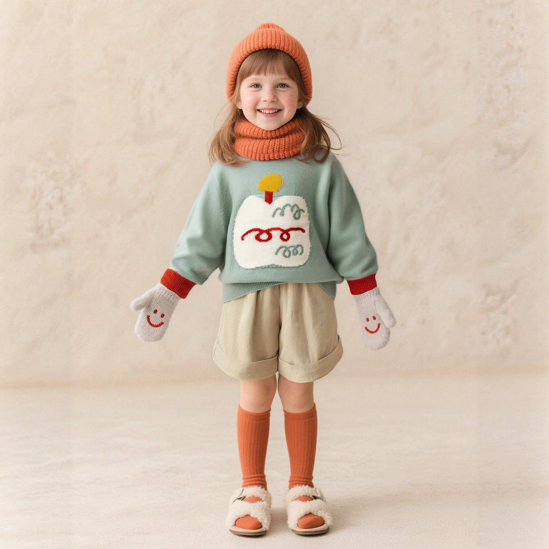 New hot selling designer children's clothing, girls' sweaters, fashionable cartoon patterns, casual children's knitwear