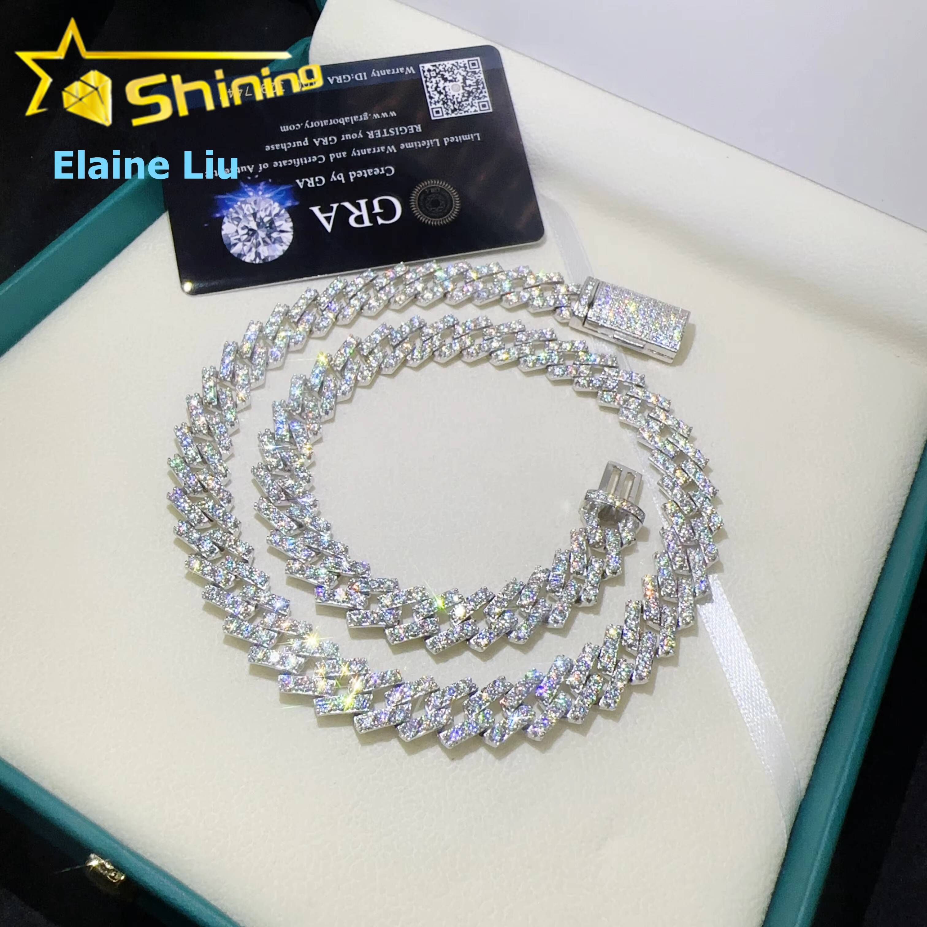 VVS Moissanite Diamond 925 Sterling Silver 126MM Iced Out Custom Moissanite Hip Hop Jewelry Miami Cuban Link Chain Necklace