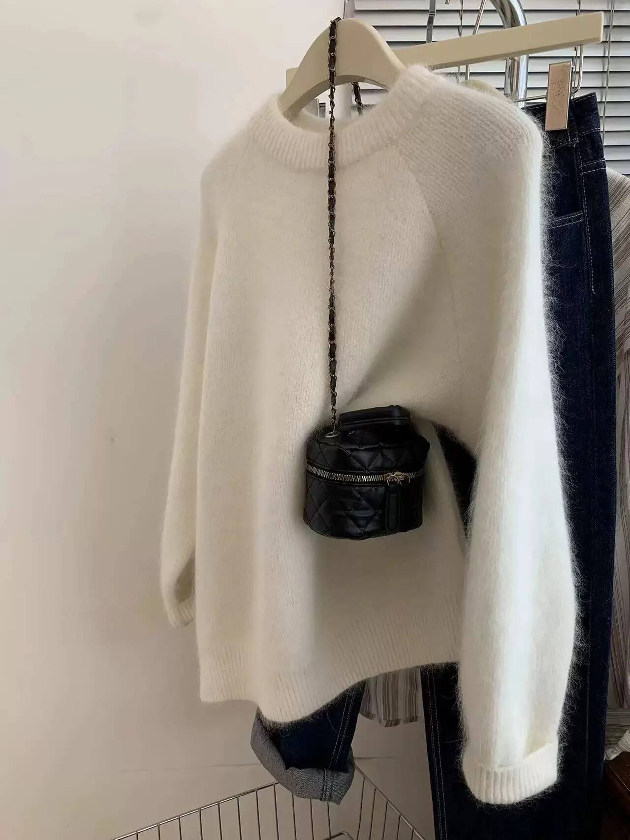 High-End 100% Pure Cashmere Women's Autumn And Winter New Shoulder-Inserted Loose Lazy Thick Sweater