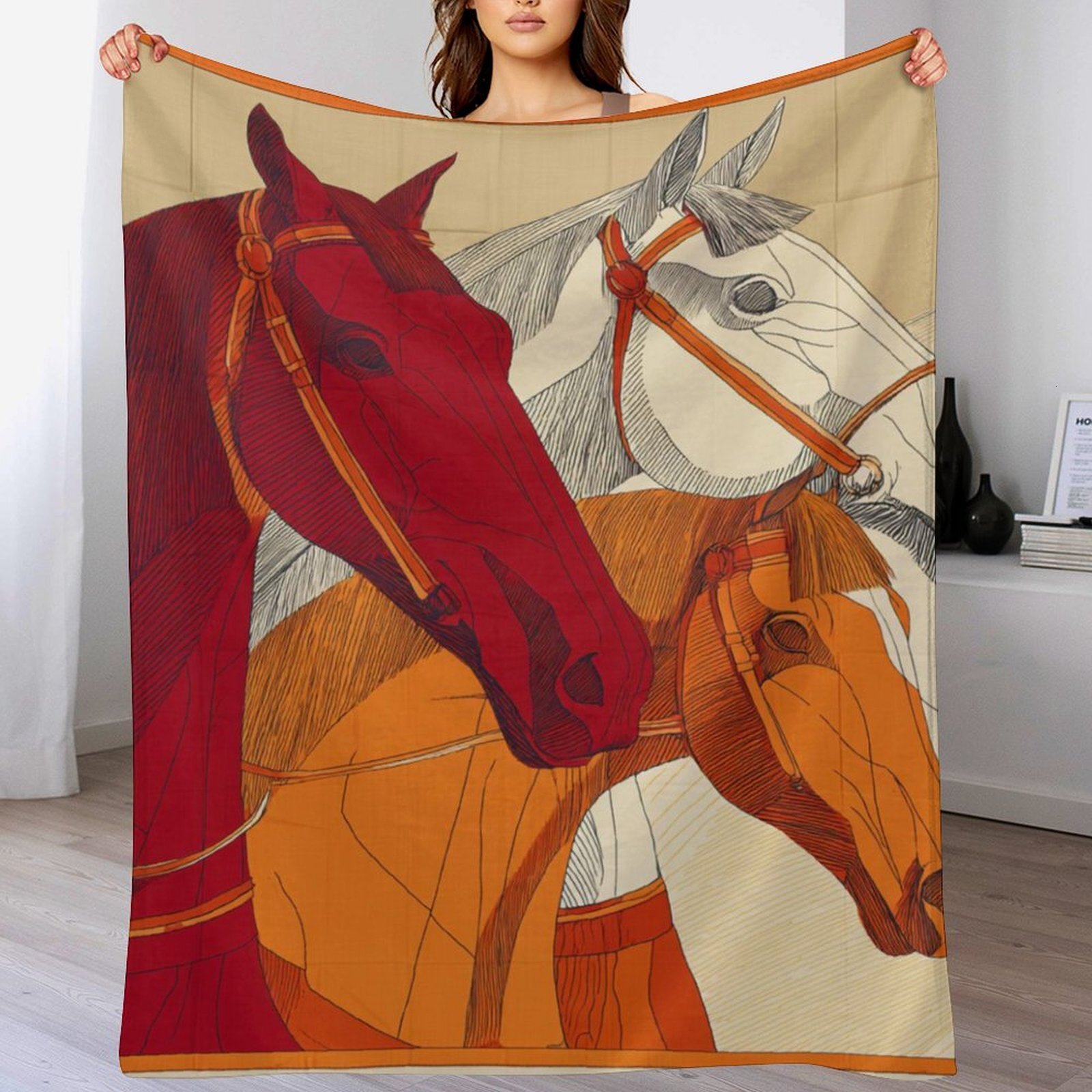 Custom H Designer Horse blanket blanket throw cashmere vibration blanket copert Home Travel Throw Summer Air Conditioner Beach home bedding blankets t