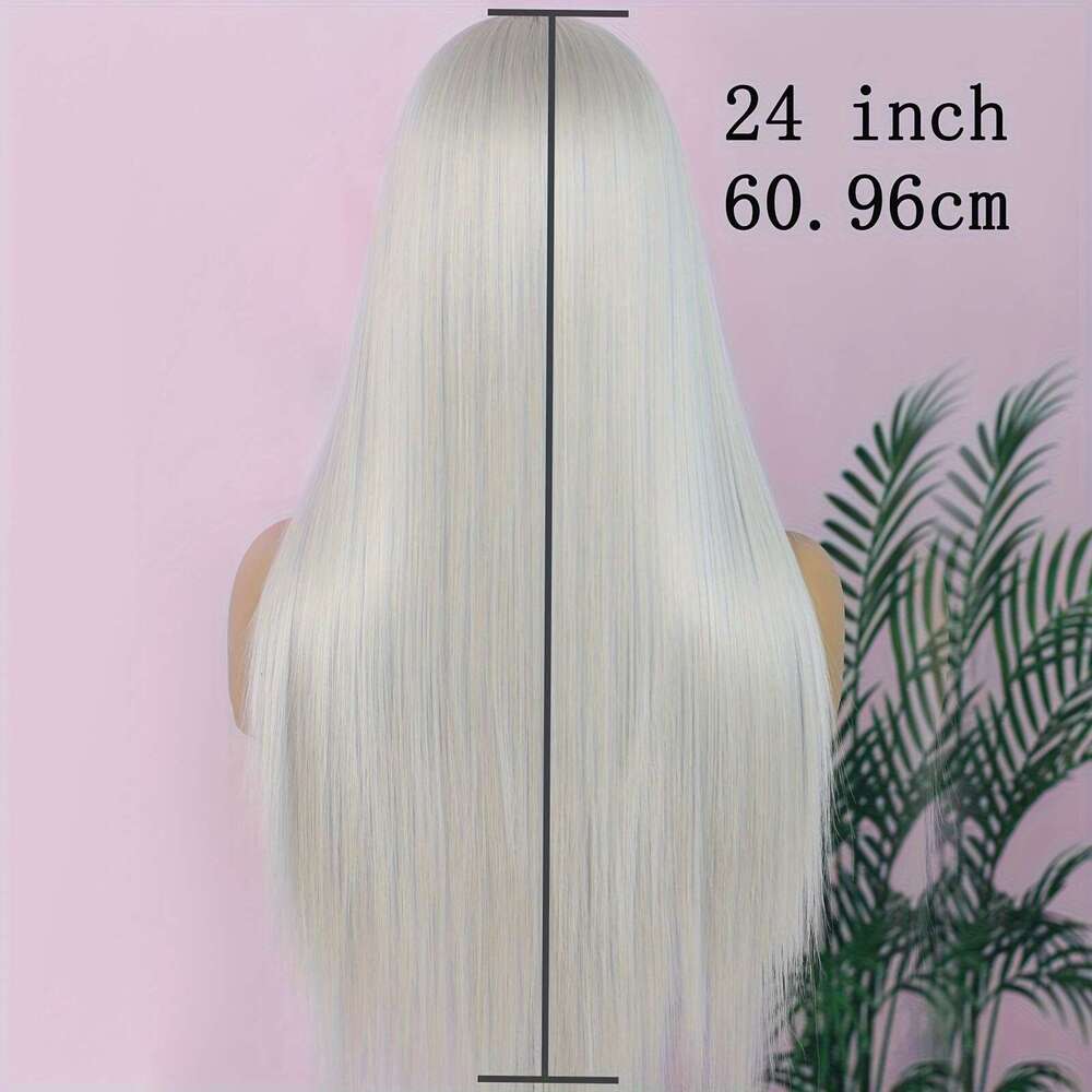Sier WigSie r Long Straight 13*4 Lace Front - Women's Gray Synthetic Wig