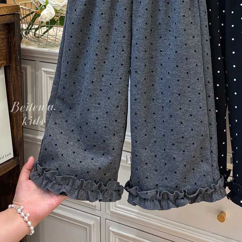 Korean Children Girls Autumn Straight Pant Cotton Dot Printed Infant Baby Girls Trousers Loose Elastic Waist Toddler Girls PantsT251027