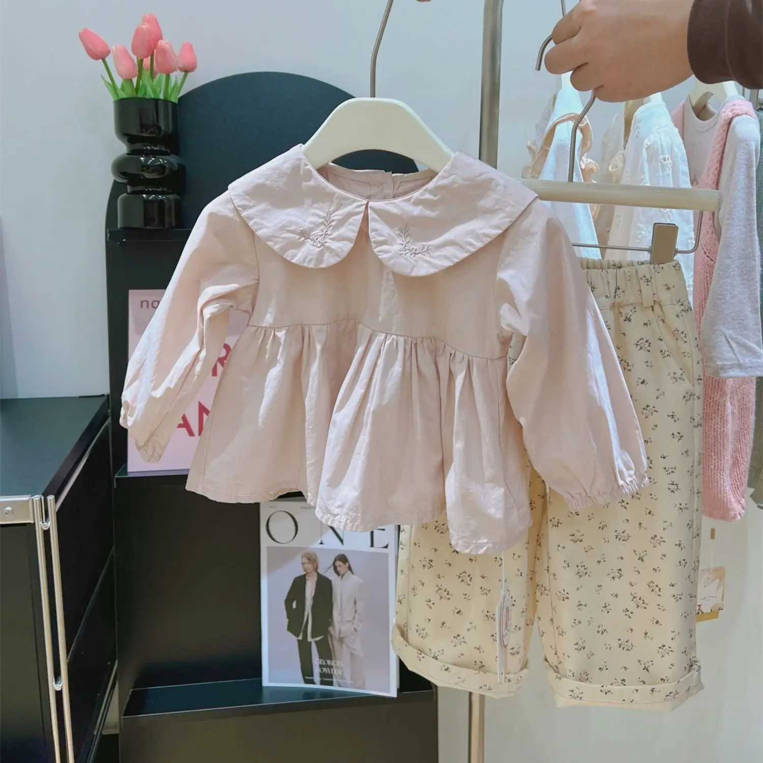 Baby Girls Pants Floral Loose Casual Fashion Straight 2024 Autumn New Pastoral Style Childrens PantsT251027