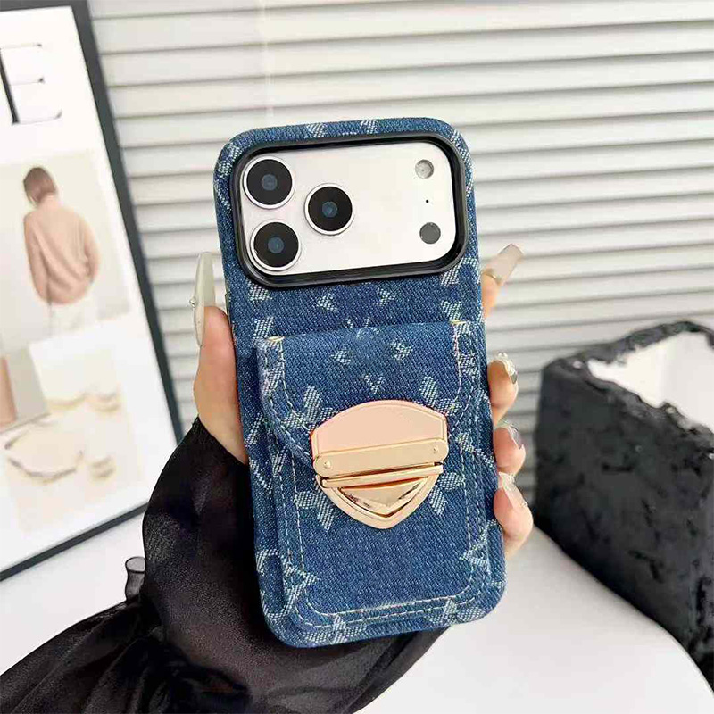 Designer iPhone Phone Case for 17 Pro Max, 16, 15/14 Plus, 13 Luxury PU Leather Wallet, Card Holder, Photo Frame, Kickstand Back Cover (Coque Funda) Accessories