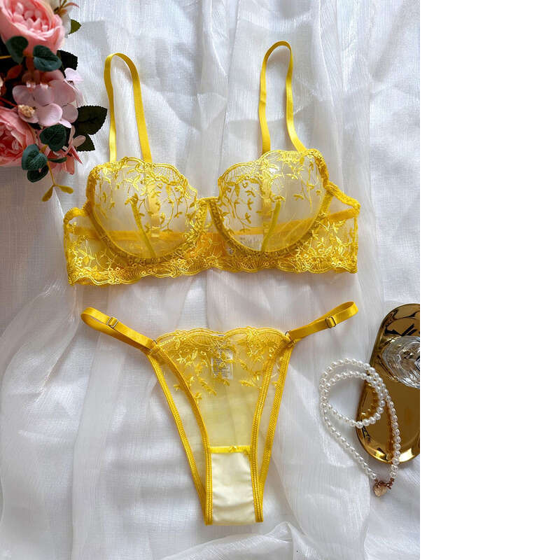 Lace Sexy Lingerie Kiano Cross Border Foreign Trade Autumn New Mesh Embroidery Perspective Sexy Niche Design Emotional Fun Suit With Steel