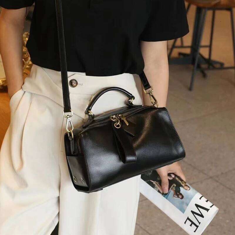 Burminsa Cowhide Genuine Leather Pillow Small Shoulder Crossbody Bags For Women 2025 Designer Wide Strap Ladies Handbags