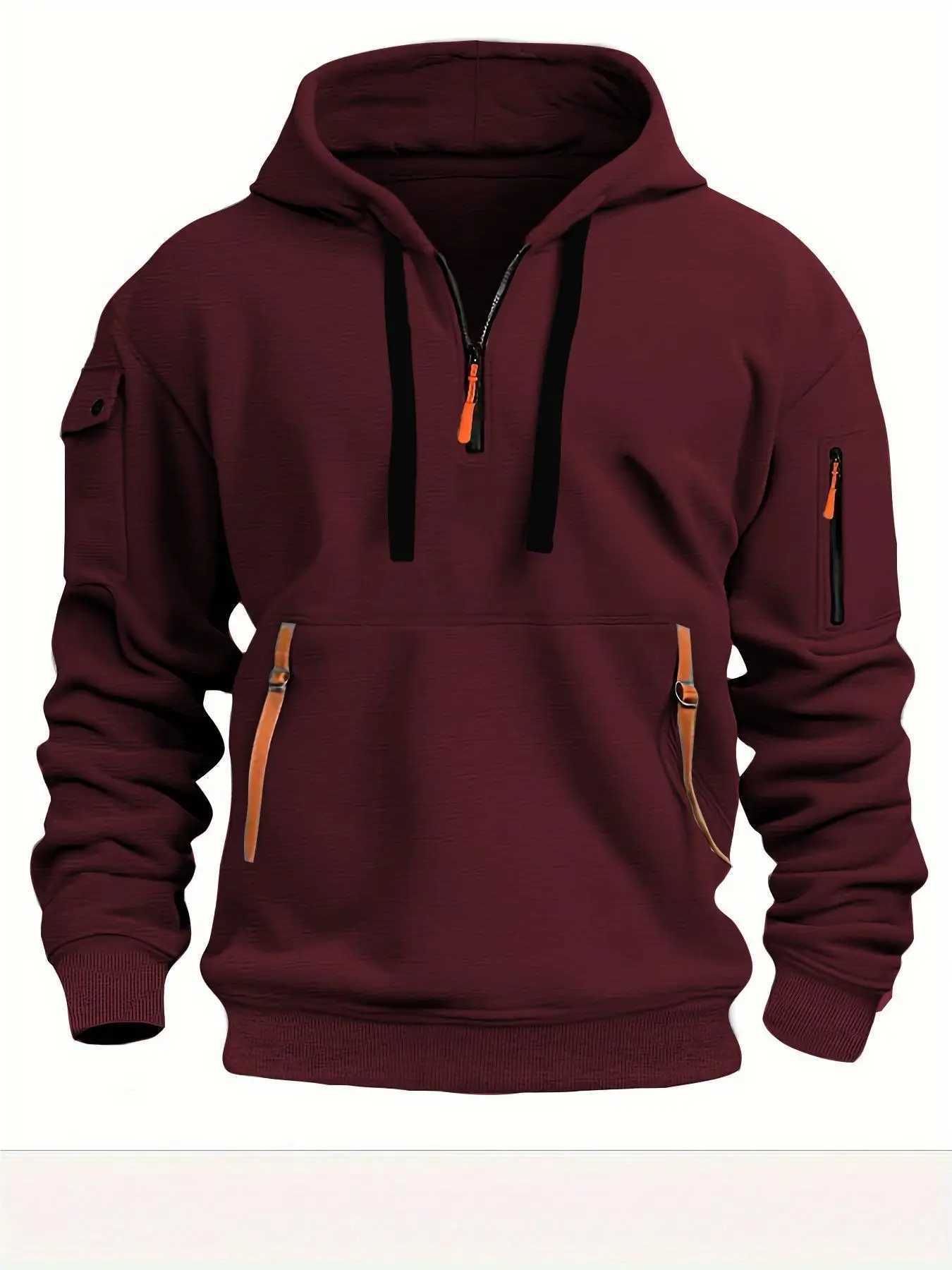2025 New Multi Pocket Zipper Fleece Hooded Casual Shirt for Men and Women Plus Size Loose Pullover Fashion Sweatshirt top W251027