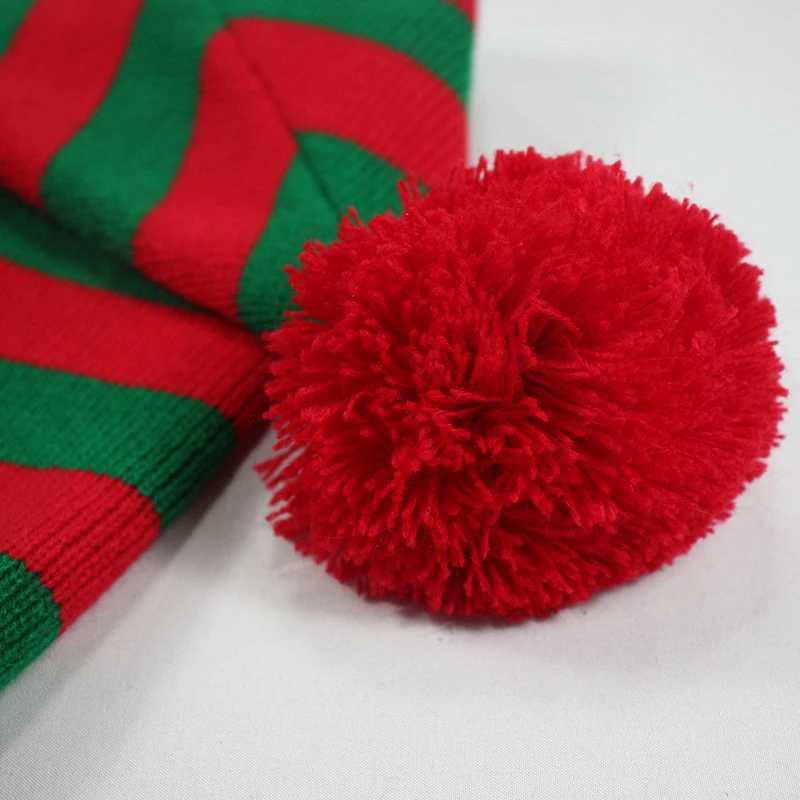 Adult Christmas Knitted Hat Elf Santa Beanies Santa Claus Red Green Striped Knitted Crochet Hat Merry Christmas Happy New YearW251027