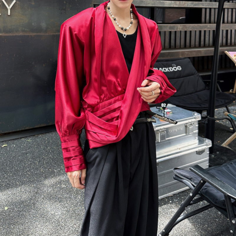 Men's Clothing Designer Deep V Neck Shirt Solid color high luxury Men Elegant Black V Slim Fit Shirts for Spring and Autumn Casual Fashion