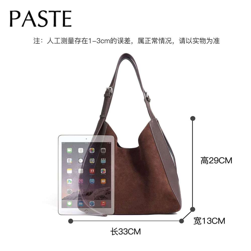 Designer Luxury New Winter Advanced Feeling Large Tote Matte Cow Leather Suede Women Handbag Coffee Green Female Armpit Shoulder Bag