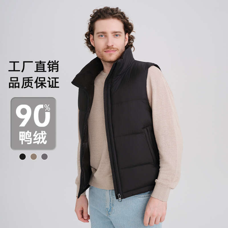 White Duck Stand Collar Thickened Down Men's Vest 2025 New Autumn Winter Warm Casual Jacket