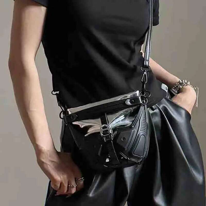 2025 Spring New Unique Personalized Crossbody Sling Sier/Black Purse Bucket Handbag Y2k Style Cool Girl Bag