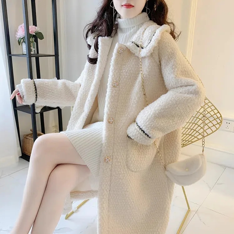 Plus Size Womens MidLength Oversized Coat Fashionable Autumn Winter Loose Fit Wool Blend Collared Jacket Versatile Casual S 251027