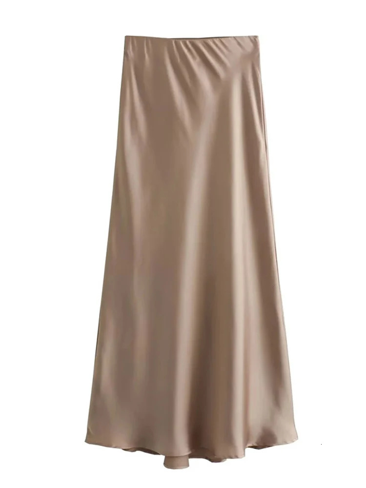 2025 Black Satin Skirt Woman High Waist Elegant Long Skirts For Women Fashion Summer Midi Skirt Office Womens Skirts 251013