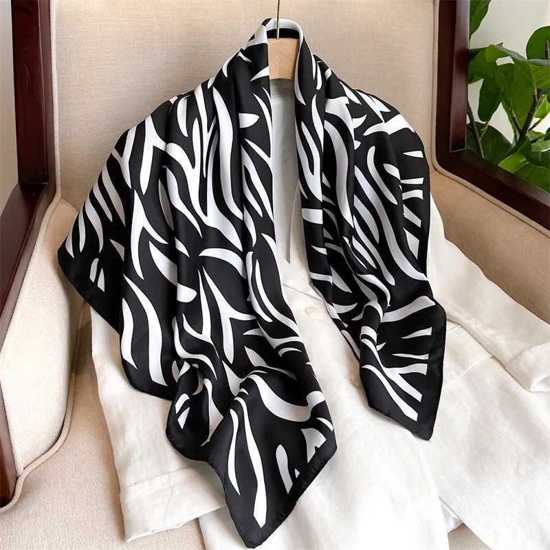 Wen Spain Brand Design Scarf Fashion opard Zebra Silk Scarves Square Small Handkerchi Neck Snood Bag Hijab Snood 9090CmW251027