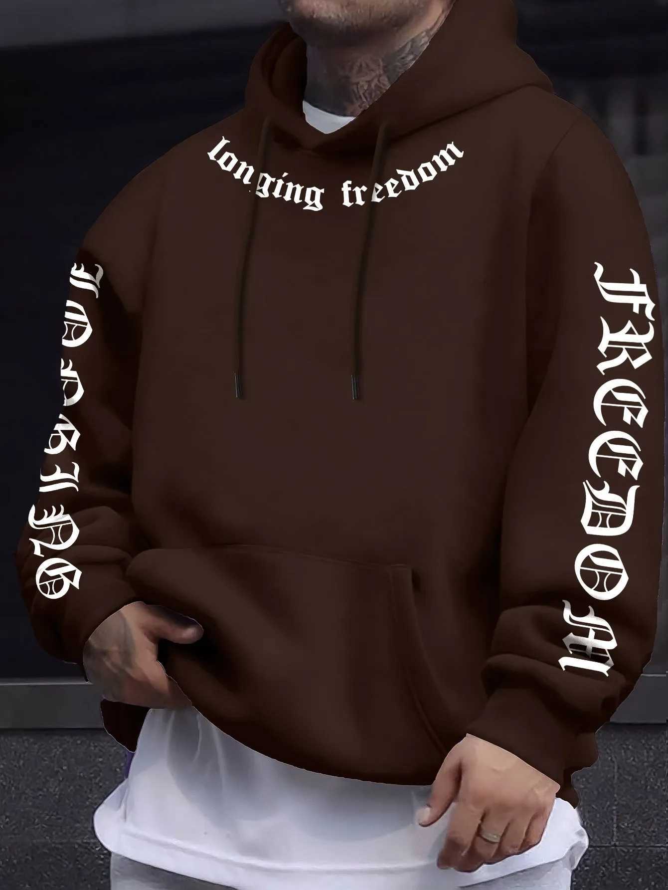 The 2025 autumn new mens hoodie is a casual and fashionable outdoor simple mens wear with letter prints W251027