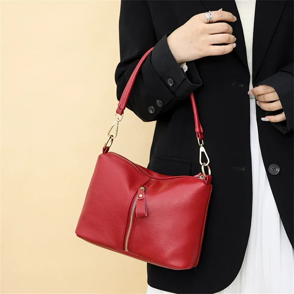 High Quality Genuine Leather Women Tote Bag Soft Cowhide Ladies Shoulder Crossbody Bags 2024 Fashion Female Messenger Sac 251027