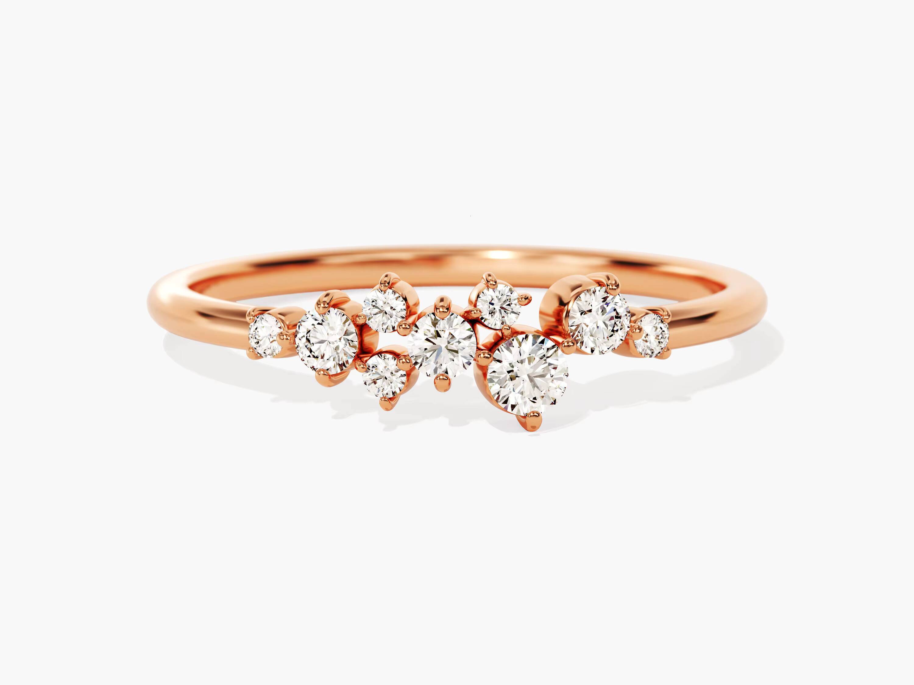 Floating Cluster Diamond Wedding Band Dainty Diamond MarquiseCut Wedding Band for Women