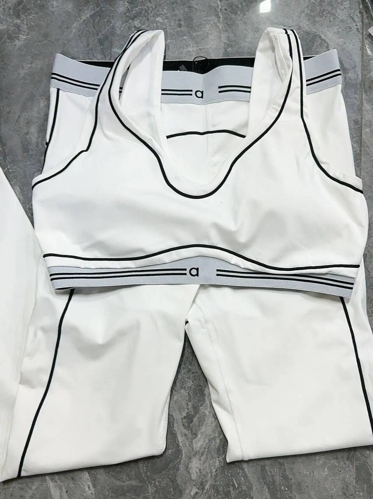 winter jacket women Summer New Women's Yoga Sports Skin Friendly Fabric Elastic White Stripe Breathable Pants Set